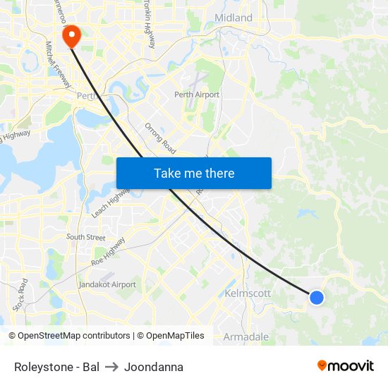 Roleystone - Bal to Joondanna map