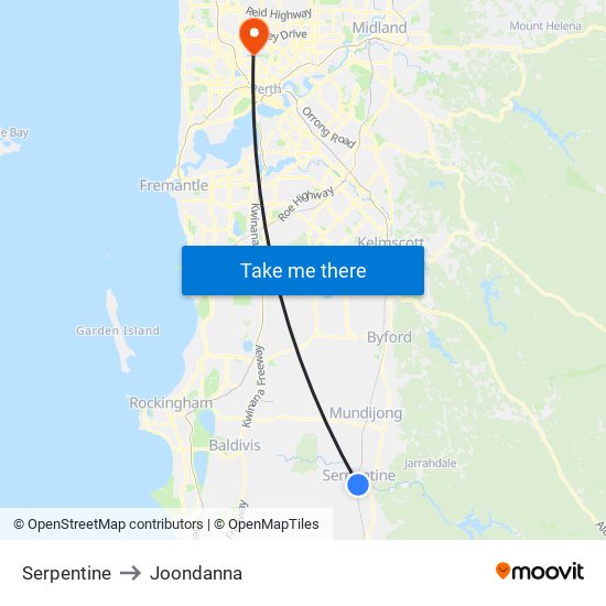 Serpentine to Joondanna map