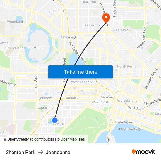 Shenton Park to Joondanna map