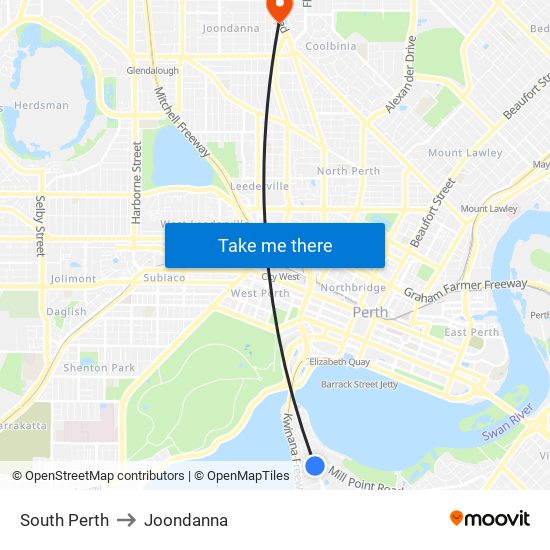 South Perth to Joondanna map