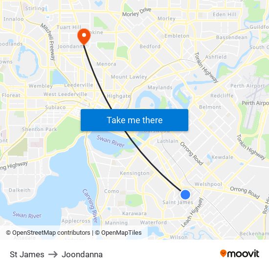 St James to Joondanna map