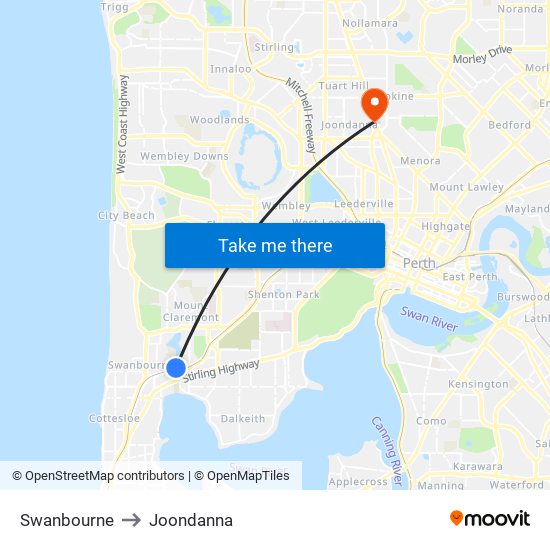 Swanbourne to Joondanna map