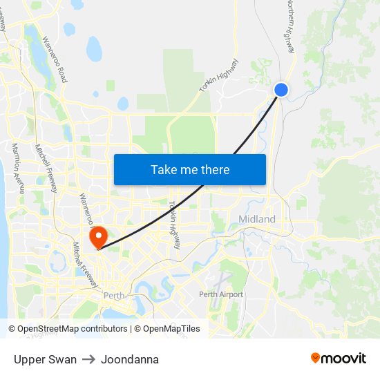 Upper Swan to Joondanna map