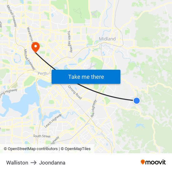 Walliston to Joondanna map