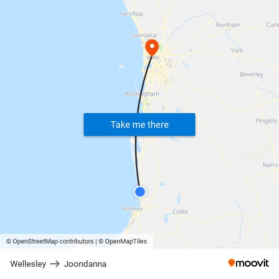 Wellesley to Joondanna map