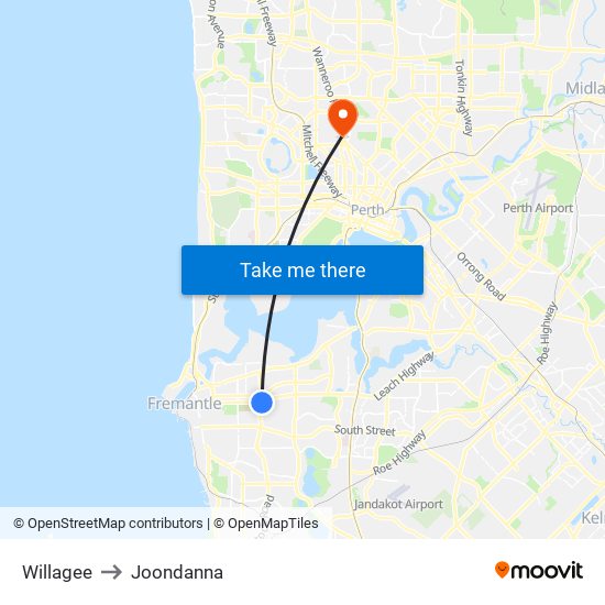 Willagee to Joondanna map