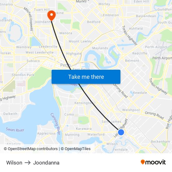 Wilson to Joondanna map