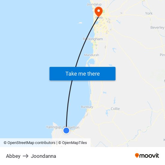 Abbey to Joondanna map