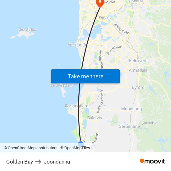 Golden Bay to Joondanna map