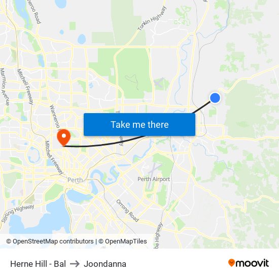 Herne Hill - Bal to Joondanna map