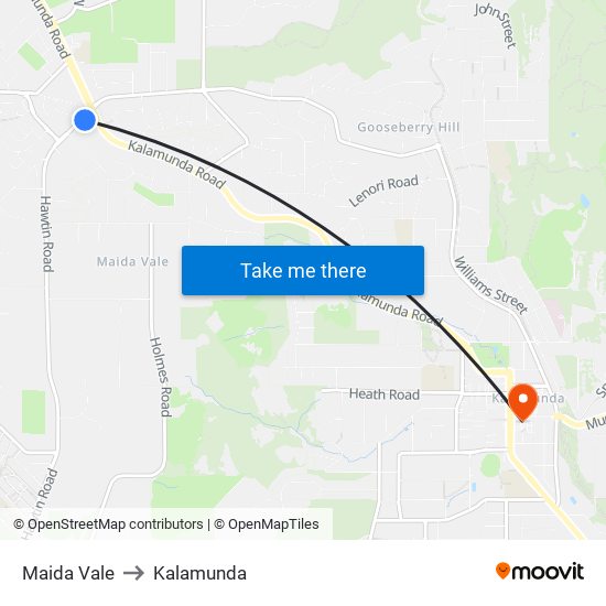 Maida Vale to Kalamunda map