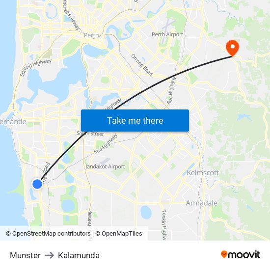 Munster to Kalamunda map