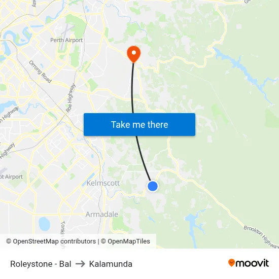 Roleystone - Bal to Kalamunda map