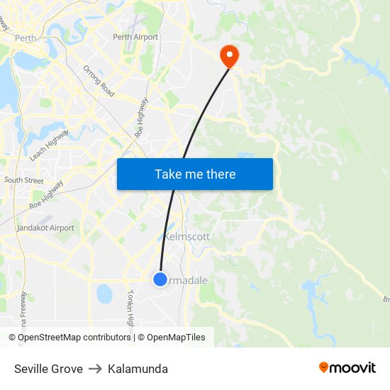 Seville Grove to Kalamunda map