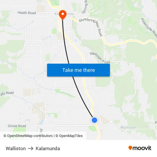 Walliston to Kalamunda map