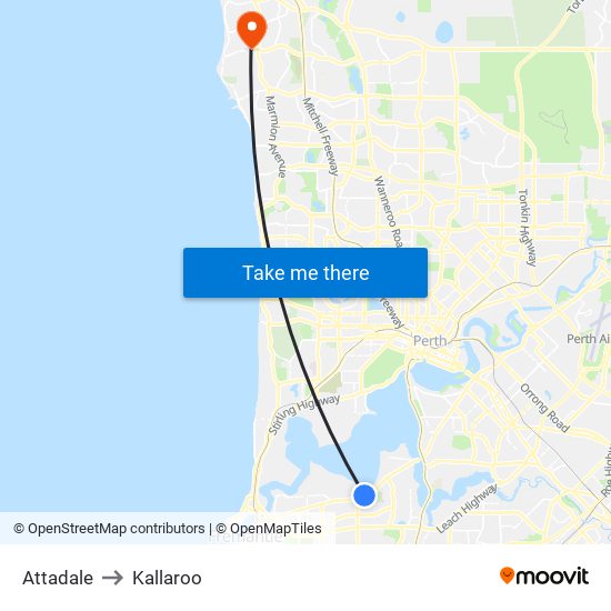 Attadale to Kallaroo map