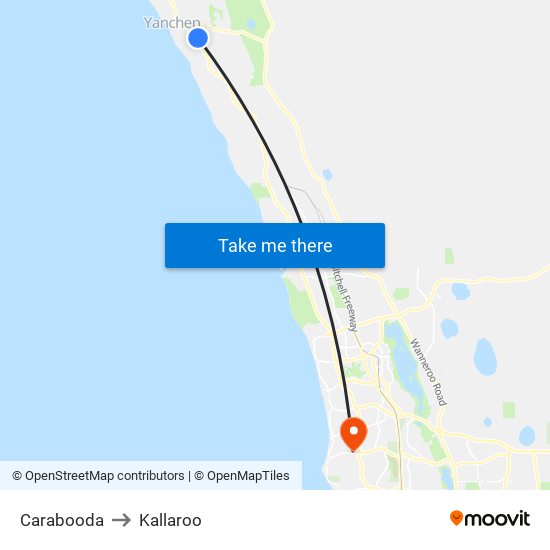 Carabooda to Kallaroo map