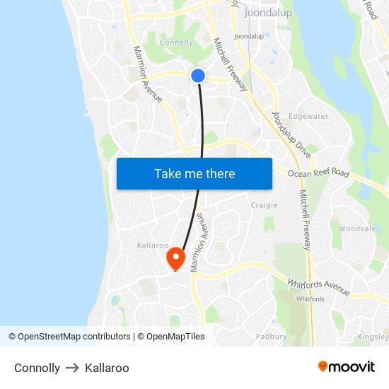 Connolly to Kallaroo map