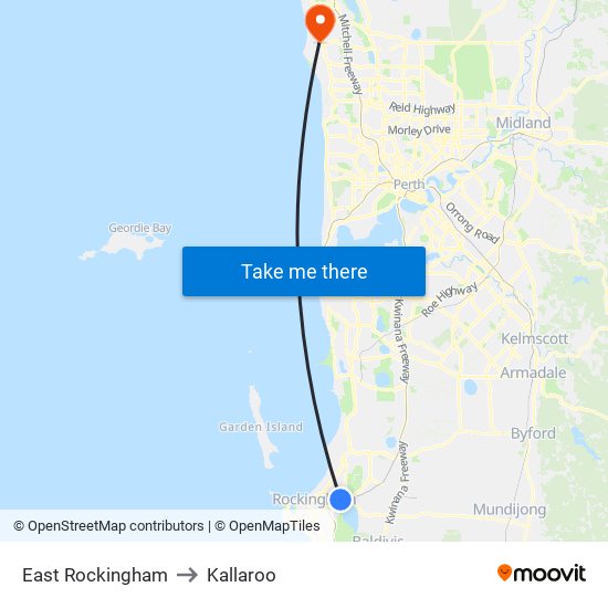 East Rockingham to Kallaroo map