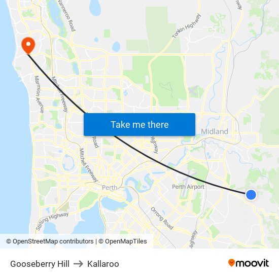 Gooseberry Hill to Kallaroo map