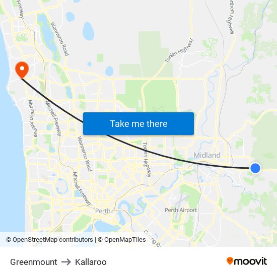 Greenmount to Kallaroo map