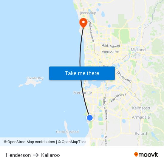 Henderson to Kallaroo map