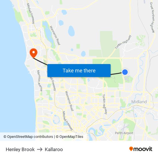 Henley Brook to Kallaroo map