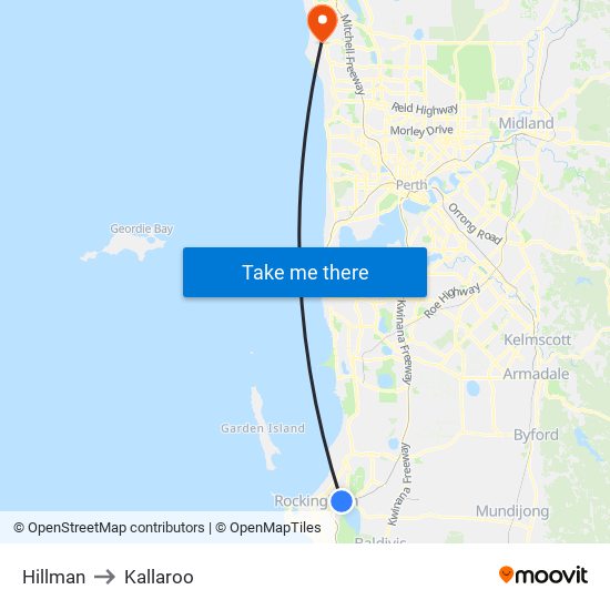 Hillman to Kallaroo map