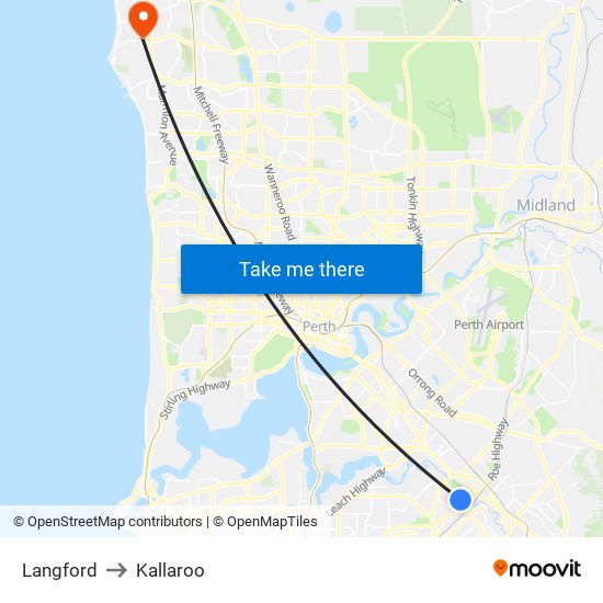 Langford to Kallaroo map