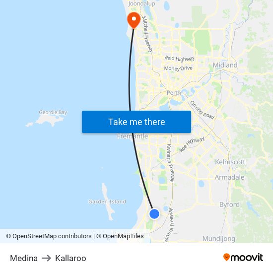 Medina to Kallaroo map