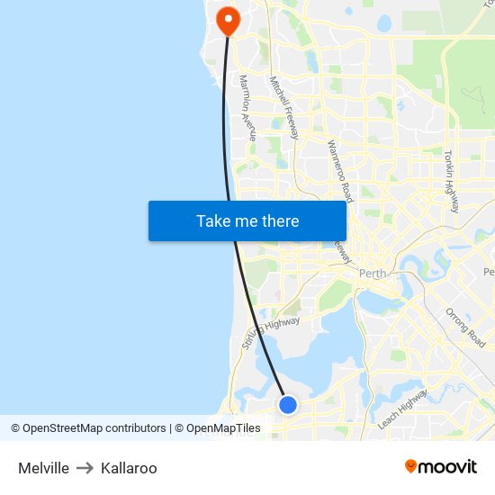 Melville to Kallaroo map