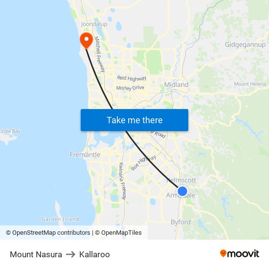 Mount Nasura to Kallaroo map