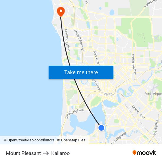 Mount Pleasant to Kallaroo map