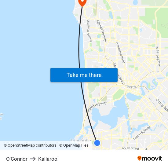 O'Connor to Kallaroo map