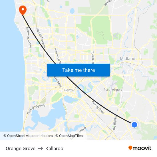 Orange Grove to Kallaroo map