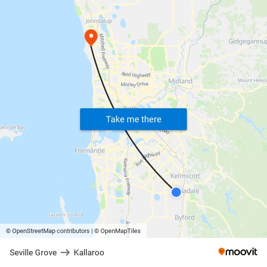 Seville Grove to Kallaroo map