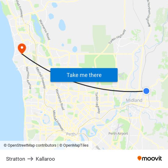 Stratton to Kallaroo map
