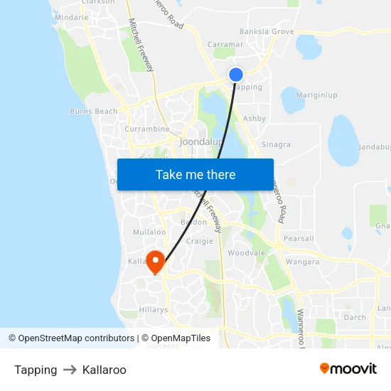 Tapping to Kallaroo map