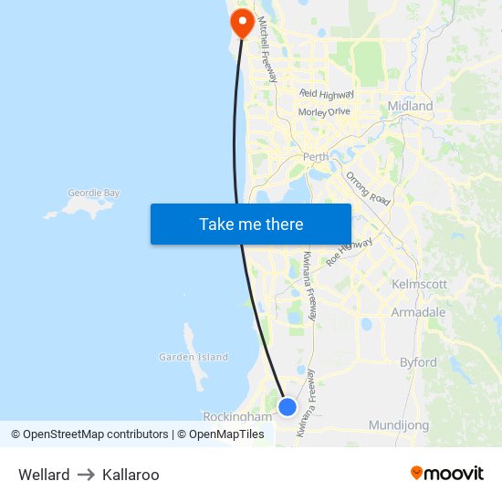 Wellard to Kallaroo map