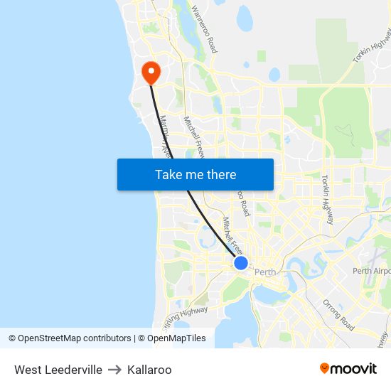 West Leederville to Kallaroo map