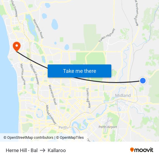 Herne Hill - Bal to Kallaroo map