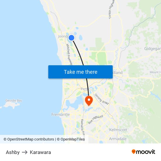 Ashby to Karawara map