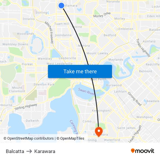 Balcatta to Karawara map