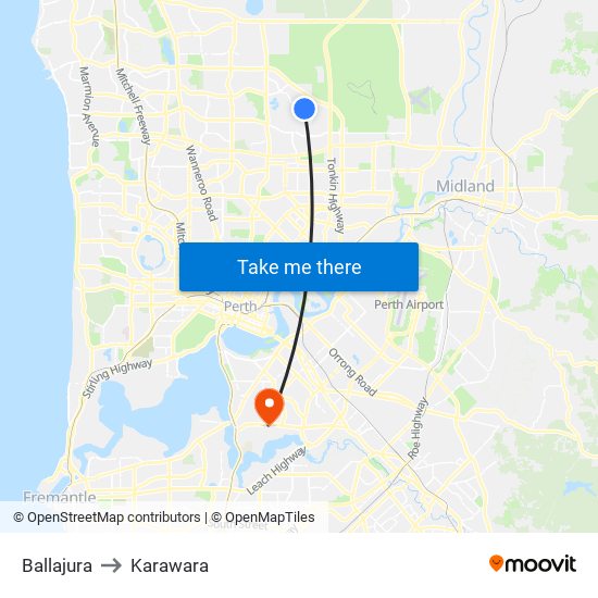 Ballajura to Karawara map