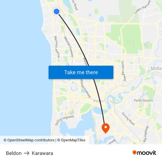 Beldon to Karawara map