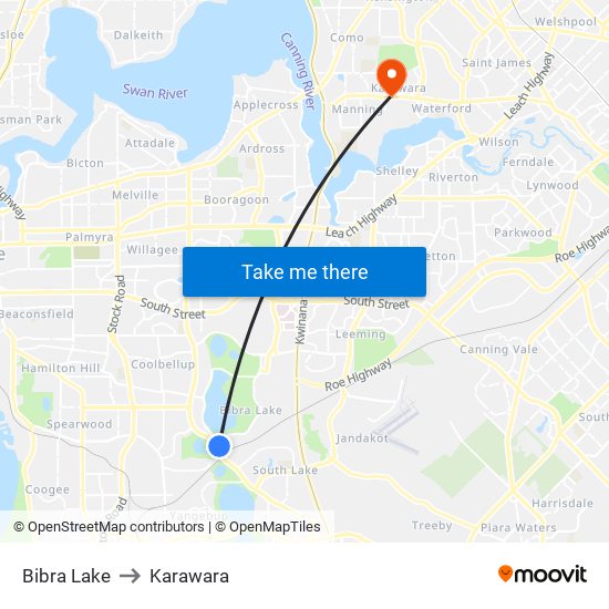 Bibra Lake to Karawara map