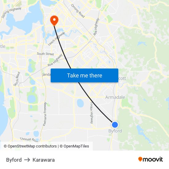 Byford to Karawara map