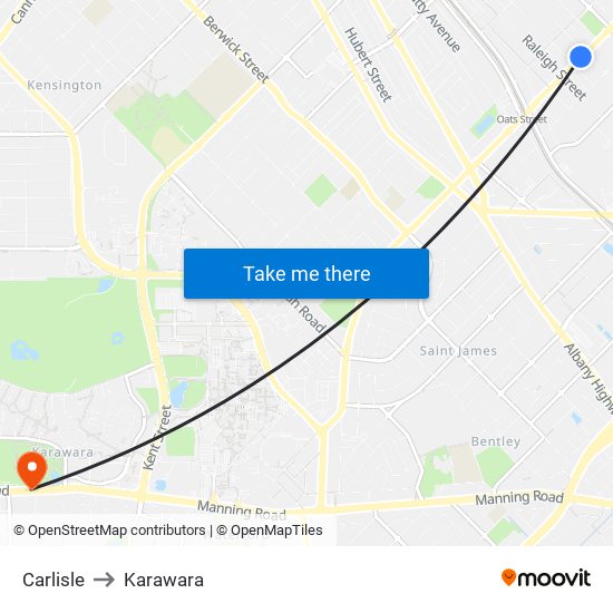 Carlisle to Karawara map