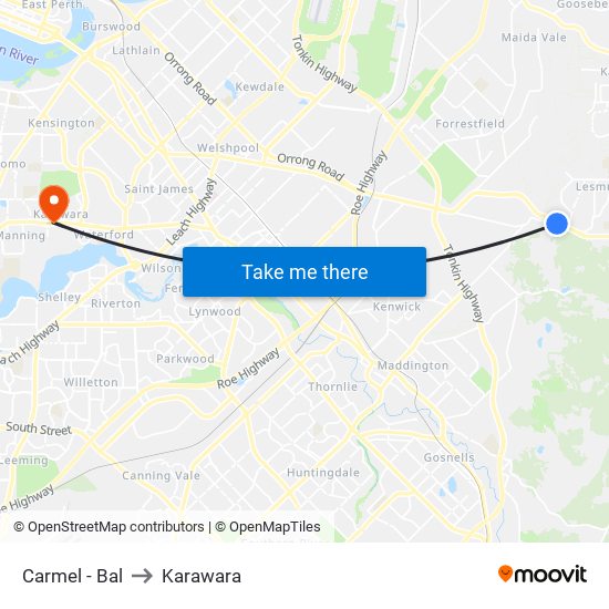 Carmel - Bal to Karawara map