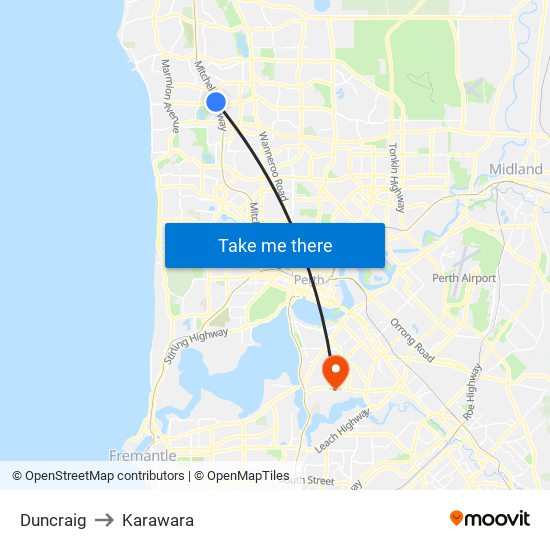 Duncraig to Karawara map